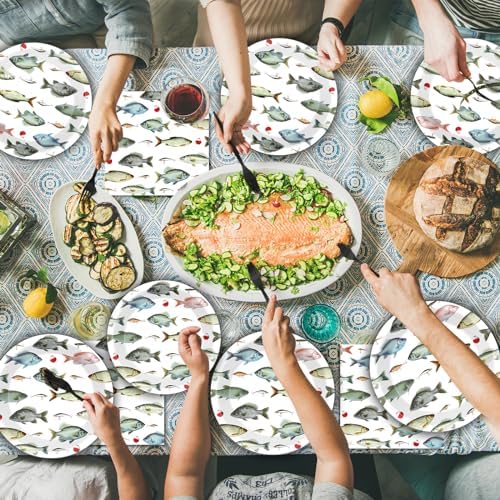 96Pcs Gone Fishing Party Plates and Napkins Fishing Themed Birthday Party Supplies for Little Fisherman Paper Dessert Plates Gone Fishing Tableware for 24 Guests for Ofishally One Party Decorations - Image 6