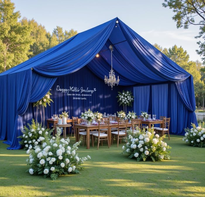 10 Panels 5ft(W) x 20ft(L) Royal Blue Ceiling Drapes for Wedding Parties by PartyVillage
