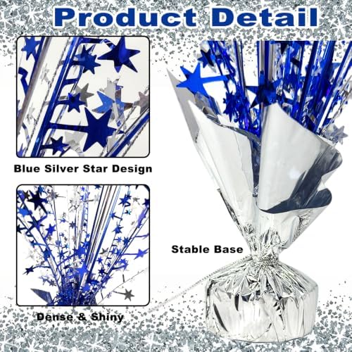 6 Pack Metallic Foil Spray Table Centerpiece Decoration Star Brust Glitter Table Topper Decor for Birthday Graduation Holiday Christmas New Year's Eve Celebration Party Supplies Blue Silver - Image 5