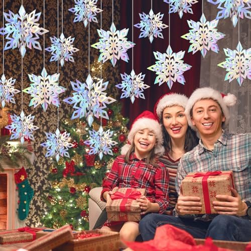 36PCS Hanging Snowflake Decorations Winter Wonderland Party Supplies - Image 5