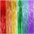 2 Pack Rainbow Party Backdrop Streamers Decorations Colorful Foil Fringe Curtains Metallic Tinsel Backdrop for Birthday First Day of School Engagement Baby Shower Christmas Holiday Party Decor by KEJ