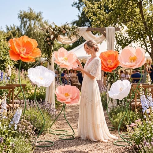 7 Pcs 5ft Boho Large Corn Poppy Flower Giant Artificial Poppies - Image 5