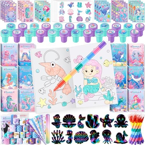 BenLouis 96Pcs Mermaid Coloring Set for Kids Party Favors by BenLouis