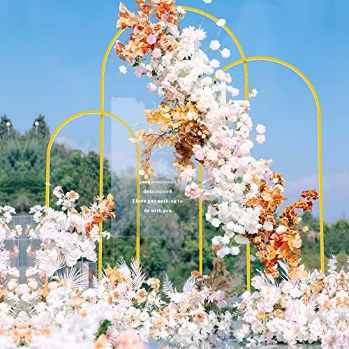 Wokceer Wedding Arch Backdrop Stand 6FT,5FT,4FT Gold Metal Arch Stand Set - Image 3