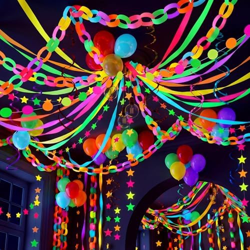 Taobary Neon Party Decorations 600 Sheet Paper Chain for Birthday by TaoBary