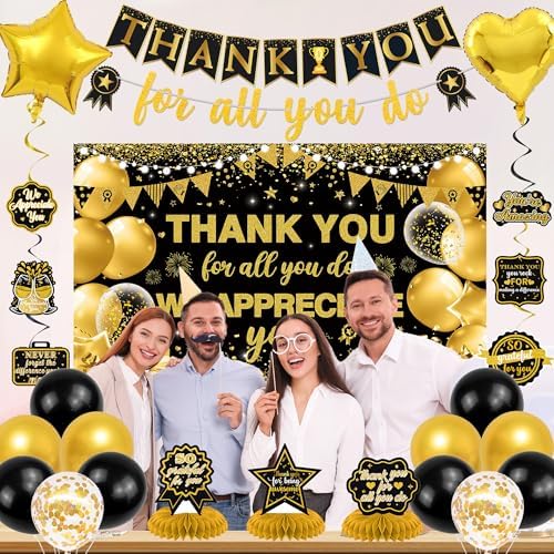 Vlipoeasn We Appreciate You Banner Decorations(Black Gold) - Image 5