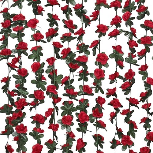 8 Pcs 66Ft Flower Garland Rose Vines, Red Floral Garland Flower Vines by MARTINEMALL