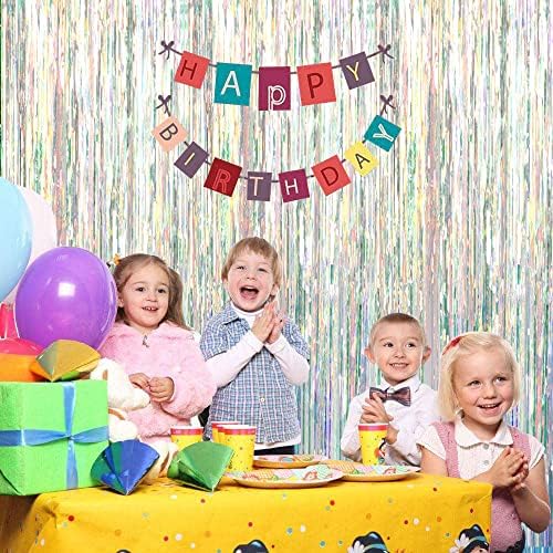 3 Pack Fringe Curtains Party Decorations,Tinsel Backdrop Curtains for Parties,Photo Booth Wedding Graduations Birthday Christmas Event Party Supplies (Transparent Rainbow) - Image 3