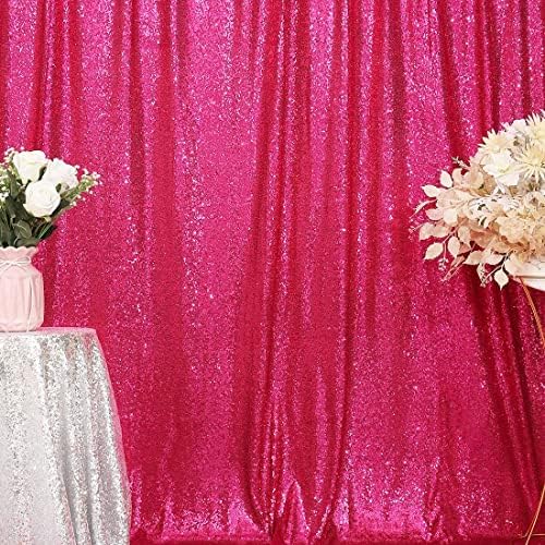 Poise3EHome 8FT x 10FT Sequin Photography Backdrop Curtain for Party Decoration, Hot Pink - Image 2