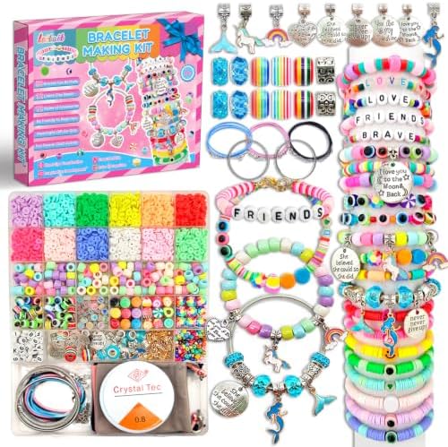 leitait Girls Toys Bracelet Making Kit -3400pcs Charm Jewelry Making Kit Supplies,Unicorn/Mermaid Crafts Birthday Christmas Gifts for Girls Ages 5 6 7 8 9 10 11 12 Years Old by leitait