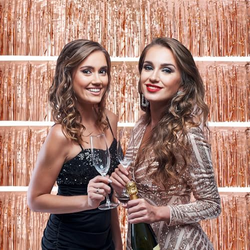 Rose Gold Party Decorations 4Pack 48FT - Wedding Decorations - Bachelorette Party Supplies - Rose Gold Backdrop - Photo Booth Decorations - Birthday Tinsel Garland - Image 7