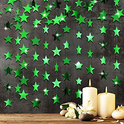 Patelai Glitter Star Garland Banner 2026 Graduation Decor 130 Feet Star Hanging Banner Twinkle Backdrop for Party Birthday Classroom Wedding Supplies(Green) by Patelai