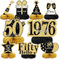 9 Pcs 50th Birthday Decorations Honeycomb Centerpieces for Women Men, Black Gold 1976 Aged to Perfection Vintage Centerpieces for Tables Toppers,Fifty Years Party Decorations Supplies by MOORAY