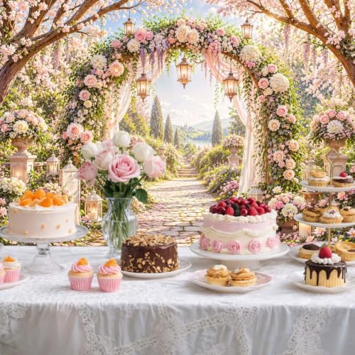 10x10ft Romantic Garden Wedding Backdrop Floral Arch Photo Background - Image 5