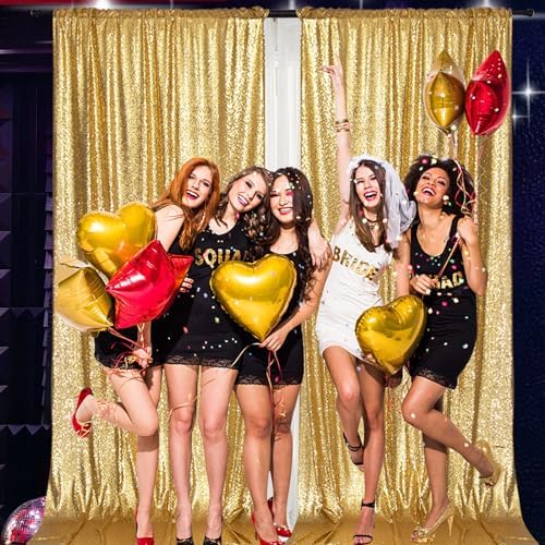 PartyDelight Gold Sequin Backdrop Curtains 5x10ft 2 Panels - Image 5