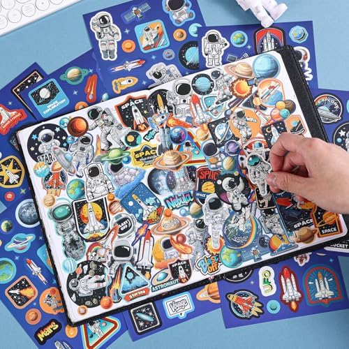 24 Sheets Space Stickers - 450+ Vibrant Planets, Astronauts and Rockets Decal Sticker Book for DIY Craft, Scrapbooking, Journaling and Laptop Decoration, Outer Space Stickers, Men, Women - Image 7