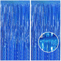 Melsan Blue Foil Curtain Backdrop for Birthday Decorations, 2 Pack by Melsan