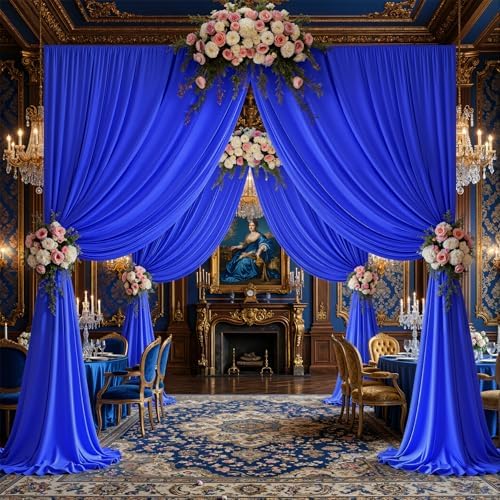 30x10ft Royal Blue Backdrop Curtain Panels for Parties - Wrinkle Free Polyester Photo Curtain Backdrop Wedding Back Drop Fabric Drapes for Party Decorations Background for Photography - Image 2