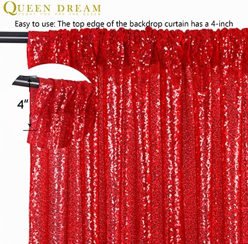 Red Sequin Backdrop 4 Panels 2FTx8FT Christmas Party Backdrop Curtains - Image 4