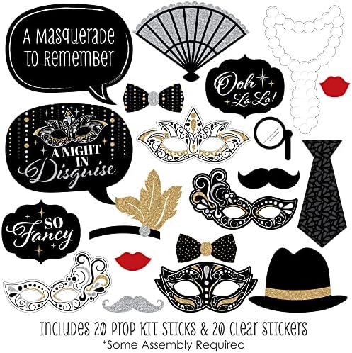 Masquerade Photo Booth Prop Kit, DIY Cardstock Props - 20pc - Image 3
