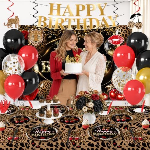 Xynic 145pcs Cheetah Print Birthday Decorations, Serves 20 People - Image 4