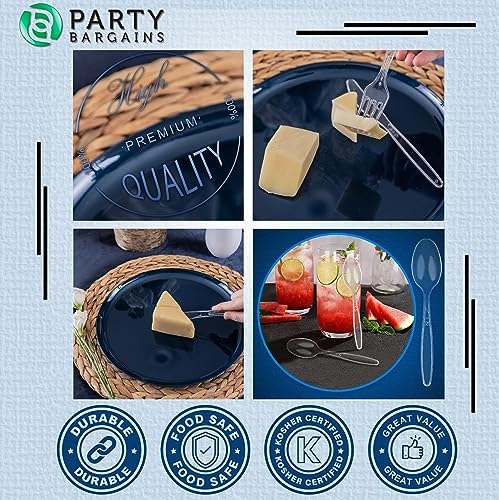 PARTY BARGAINS Disposable Cutlery Set 1440-Piece – Sapphire Settings Clear Plastic Forks Spoons Knives – Heavy-Duty Utensils for Parties Catering Weddings & Events – BPA Free - Image 3