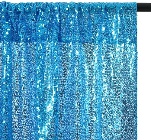 Poise3EHome Turquoise Sequin Backdrop Curtains, 2 Panels Sequin Backdrop, 2FTx8FT Sequin Curtains for Party Wedding Sequence Backdrop - Image 6