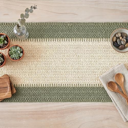 Artoid Mode Dark Green Farmhouse Rustic Paper Braided Table Runner, Seasonal Christmas Woven Kitchen Dining Table Decoration for Home Party Decor 12x108 Inch - Image 4