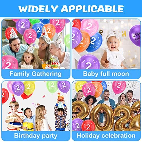 Ainiv 2nd Birthday Balloons 18PCS, 12inch Numbers Printed Latex Balloons - Image 4