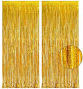 Gold Fringe Curtain Tinsel Backdrop Pack of 2 by GREATRIL