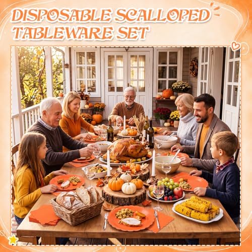 120 Pcs Fall Orange Paper Plates and Napkins,7in Disposable Plates - Image 3