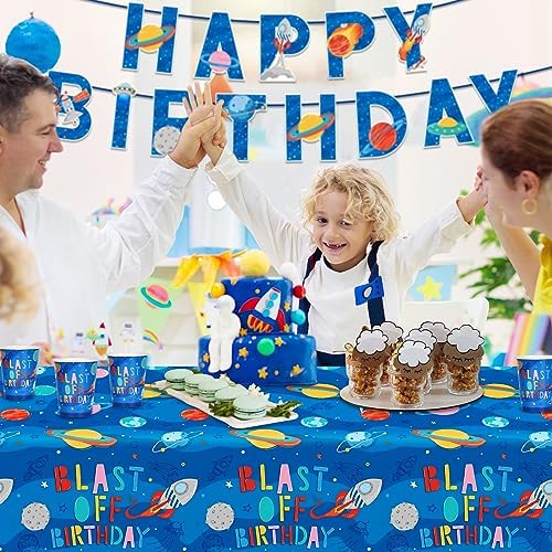 Outer Space Party Supplies - Solar System Planet-Themed Disposable Paper Plates, Napkins, Cups, Tablecloth, and Banner: Ideal Galaxy Space Birthday Decorations for Party of 25 - Image 6