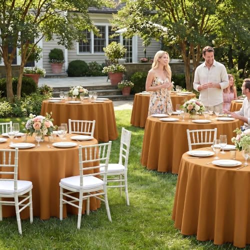 Fitable 6 Pack Bronze Round Tablecloths - 90 Inches in Diameter - Image 2