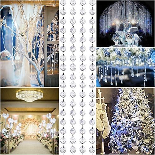 Crystal Acrylic Gems Bead Garland Strands, KinHom 16 Feet Hanging Clear 14mm Daimond Beads Chain Garlands for Manzanita Tree Centerpiece, Chandelier Bead Lamp Chain, Christmas/Wedding Party Decoration - Image 7