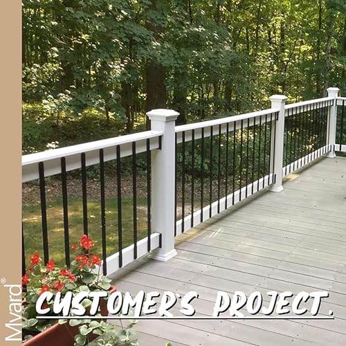 Myard 32-1/4'' Iron Heavy-Duty Deck Balusters, Flat Straight, Bronze - Image 4