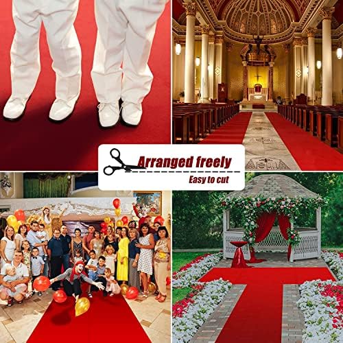 EZLucky Red Carpet Runner for Party, 4X15 ft, 130 GSM Felt Non-Woven with Double-Sided No Traces Adhesive Sticke, Aisle Runner for Wedding, Movie Theme Party Decos, Red Runway Rug for Prom - Image 5