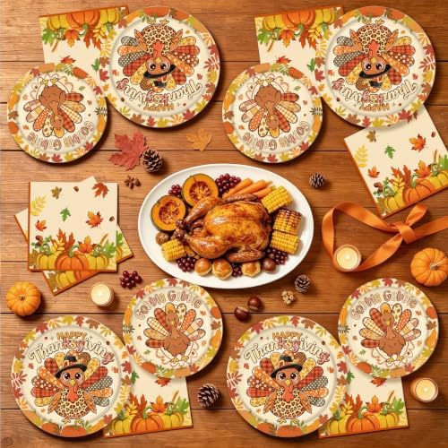 72PCS Thanksgiving Party Plates and Napkins, Fall Turkey Party Supplies - Image 5