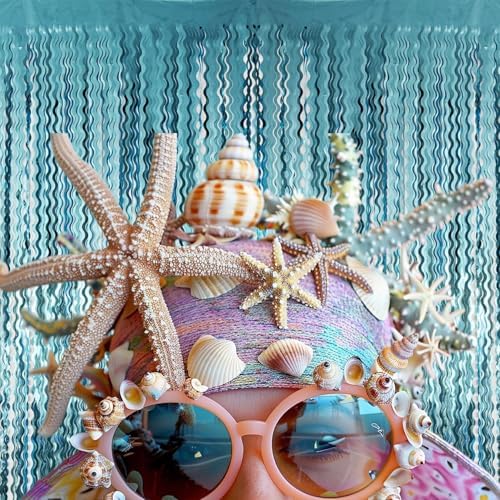 Goer Metallic Tinsel Foil Fringe Curtains for Party Photo Backdrop Wedding Decor (4 Pcs,Wavy Light Blue), One Size - Image 4