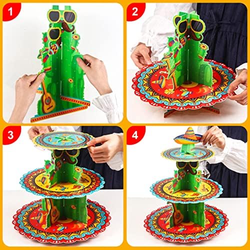 BenLouis 3Tier Fiesta Cupcake Stand Birthday Party Decorations - Image 4