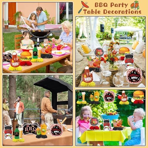 JULMELON 9Pcs BBQ Baby Shower Decorations, Picnic Party Centerpieces - Image 6