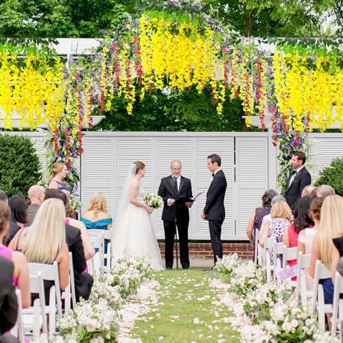 AITISOR 24 Pack Artificial Fake Wisteria Vine Ratta (3.75 Feet) Hanging Garland Silk Flowers String Home Party Wedding Decor (Yellow) - Image 5