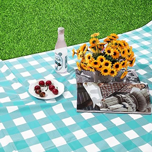 Kesfey Blue Gingham Tablecloth Picnic Party Checkered Table Cover 3 Packs - Image 7