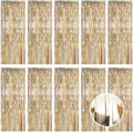 10 Pack Champagne Gold Foil Curtain Backdrop 3.2ft x 9.8ft Metallic Tinsel Foil Fringe Curtains Streamer Photo Booth Backdrop for Birthday Party Engagement Bachelorette Party Decorations by Ohiyoo