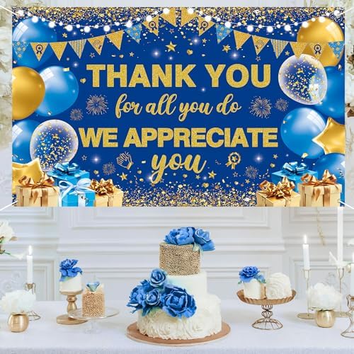 Vlipoeasn Blue Gold We Appreciate You Banner Decorations - Image 4