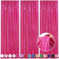 Hot Pink Sequin Backdrop Curtain for Party Fuchsia Background Drapes by QueenDream