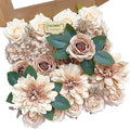 FACINOC Roses Artificial Flowers Taupe Beige Bouquets Fake Flower Box Set by FACINOC