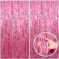 2 Pack Pink Backdrop Party Decorations Tinsel Curtain Party Backdrop Foil Fringe Birthday Decorations Photo Booth Streamer Backdrop Pink Theme Bachelorette Graduation Decor by BOMSI