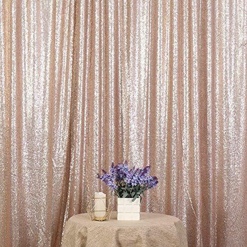 Poise3EHome Champagne Sequin Backdrop, 10Ft x 10Ft Glitter Photography Background Curtains, Sequence Drapes for Party Baby Shower Wedding Birthday Christmas Thanksgiving Halloween Decoration by Poise3EHome