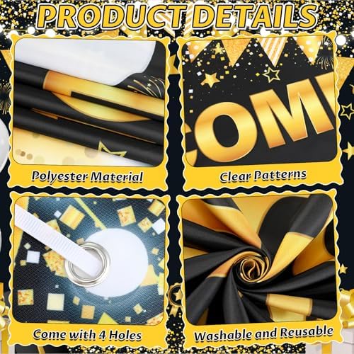 27pcs Welcome Back to Work Decorations Office Black Gold Welcome Back to Work Banner Balloons We Missed You So Much Backdrop Hanging Swirls Table Centerpieces Foil Balloons for Back to Work Office - Image 6