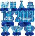 9Pcs 13th Birthday Decorations Blue Silver 13th Birthday Party Decorations for Teens Boys Girls,Happy 13 Years Birthday Honeycomb Centerpieces Table Sign Decor Supplies by MOORAY